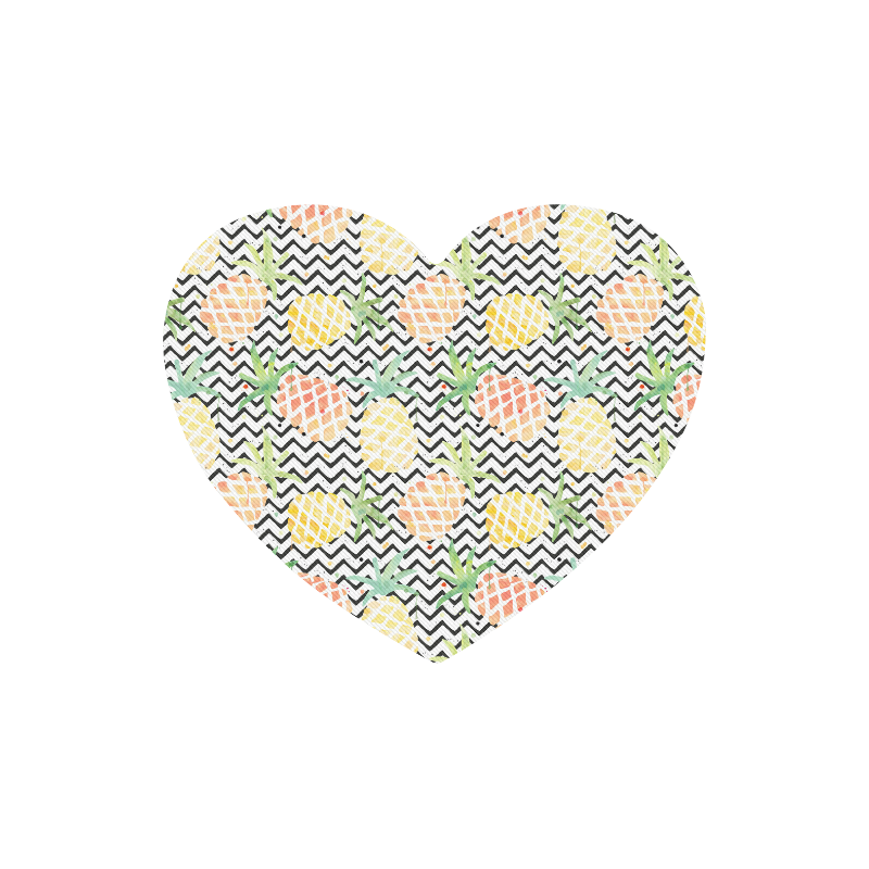 watercolor pineapple and chevron, pineapples Heart-shaped Mousepad