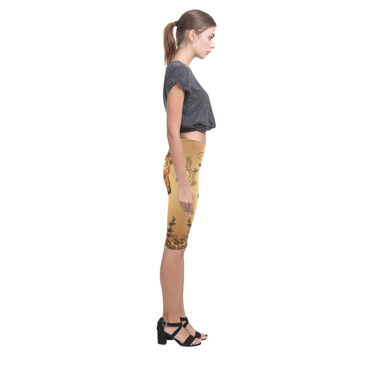 Cute giraffe in the fantasy wood Hestia Cropped Leggings (Model L03)