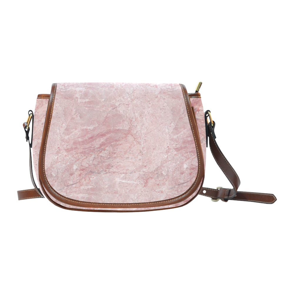italian Marble, Rafaello Rosa, pink Saddle Bag/Large (Model 1649)