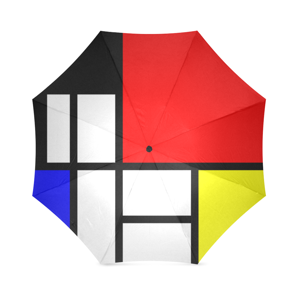 Mosaic DE STIJL Style black yellow red blue Foldable Umbrella (Model U01)