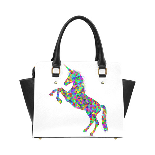 Abstract Triangle Unicorn White Classic Shoulder Handbag (Model 1653)