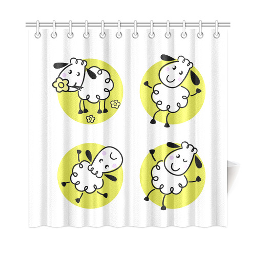Original designers bathroom Shower curtain : Lamb bee Kids design / illustration Shower Curtain 72"x72"