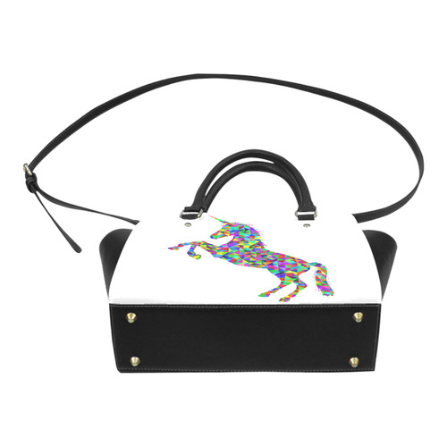 Abstract Triangle Unicorn White Classic Shoulder Handbag (Model 1653)