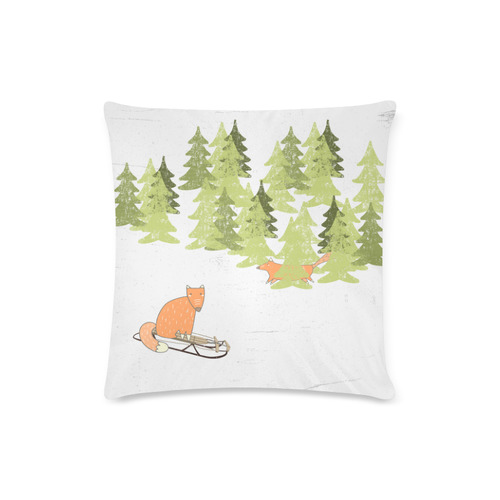 Fox wild animal mammal forest winter illustration Custom Zippered Pillow Case 16"x16"(Twin Sides)
