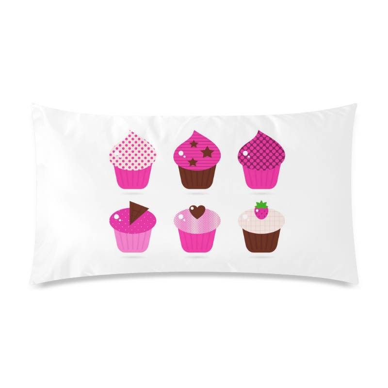 Original designers cute Cakes edition : 70s inspired fashion art - pink and brown kitchen design Rectangle Pillow Case 20"x36"(Twin Sides)