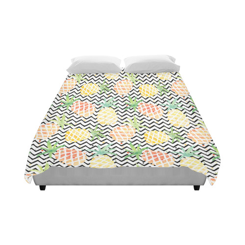 watercolor pineapple and chevron, pineapples Duvet Cover 86"x70" ( All-over-print)