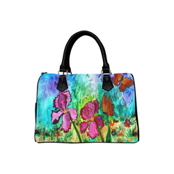 Pink Iris Boston Handbag (Model 1621)