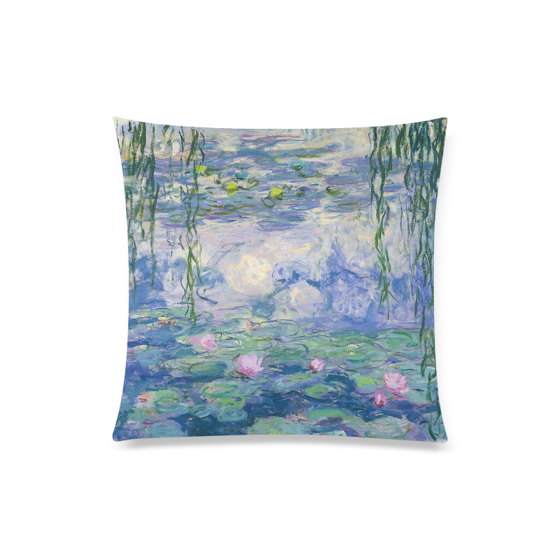 Monet Pink Water Lilies Floral Fine Art Custom Zippered Pillow Case 20"x20"(Twin Sides)