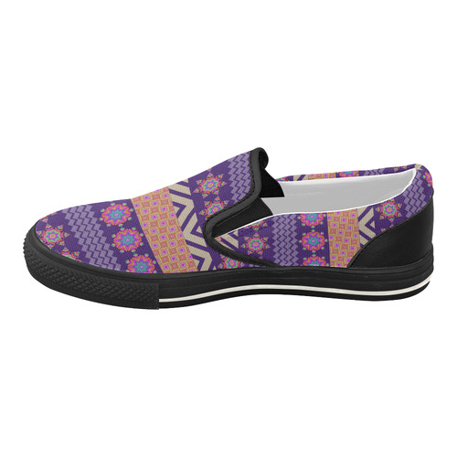 Colorful Winter Pattern Women's Slip-on Canvas Shoes (Model 019)