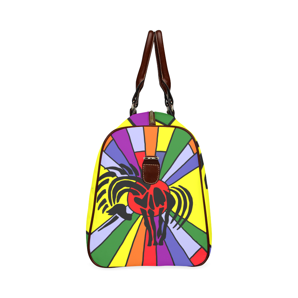 Fun Unicorn and Rainbow Art Waterproof Travel Bag/Large (Model 1639)