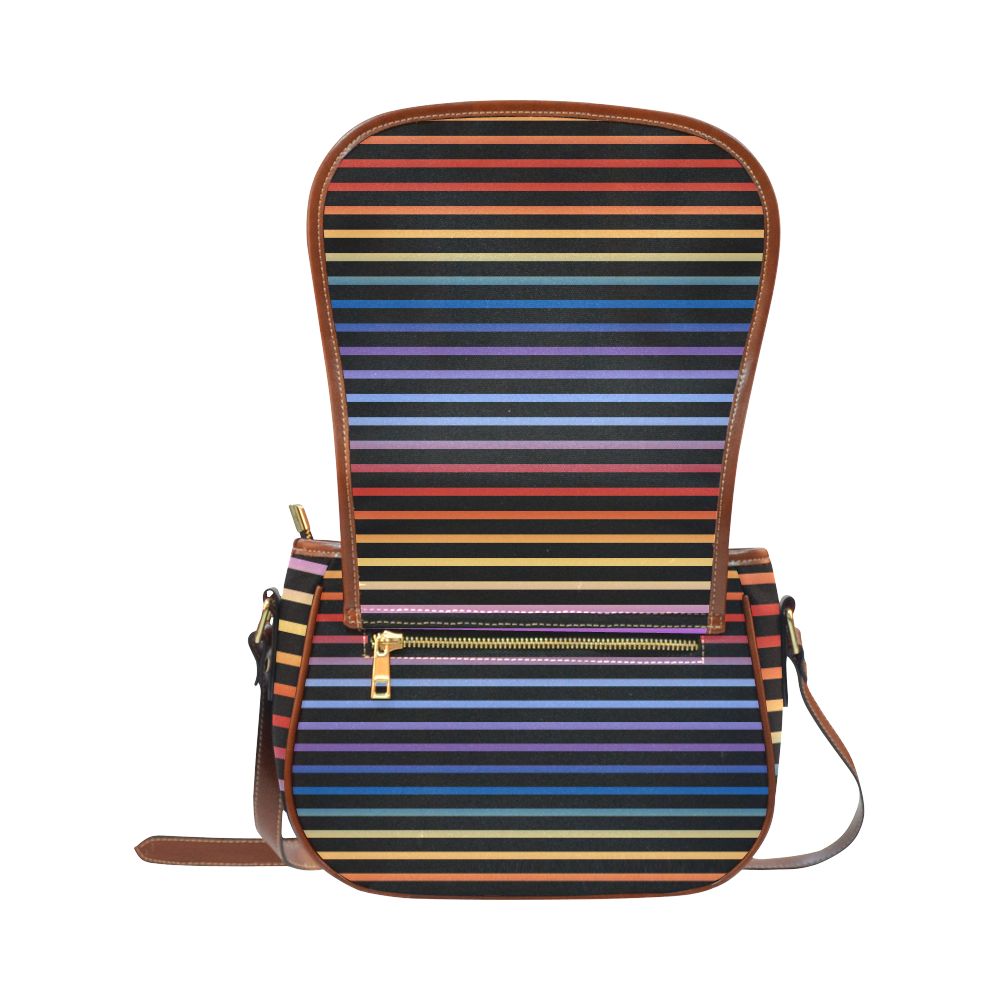 Narrow Flat Stripes Pattern Colored Saddle Bag/Small (Model 1649) Full Customization
