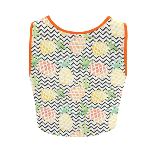 watercolor pineapple and chevron, pineapples Women's Crop Top (Model T42)