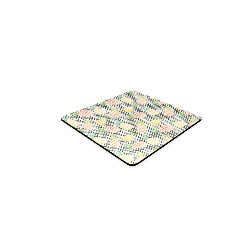 watercolor pineapple and chevron, pineapples Square Coaster