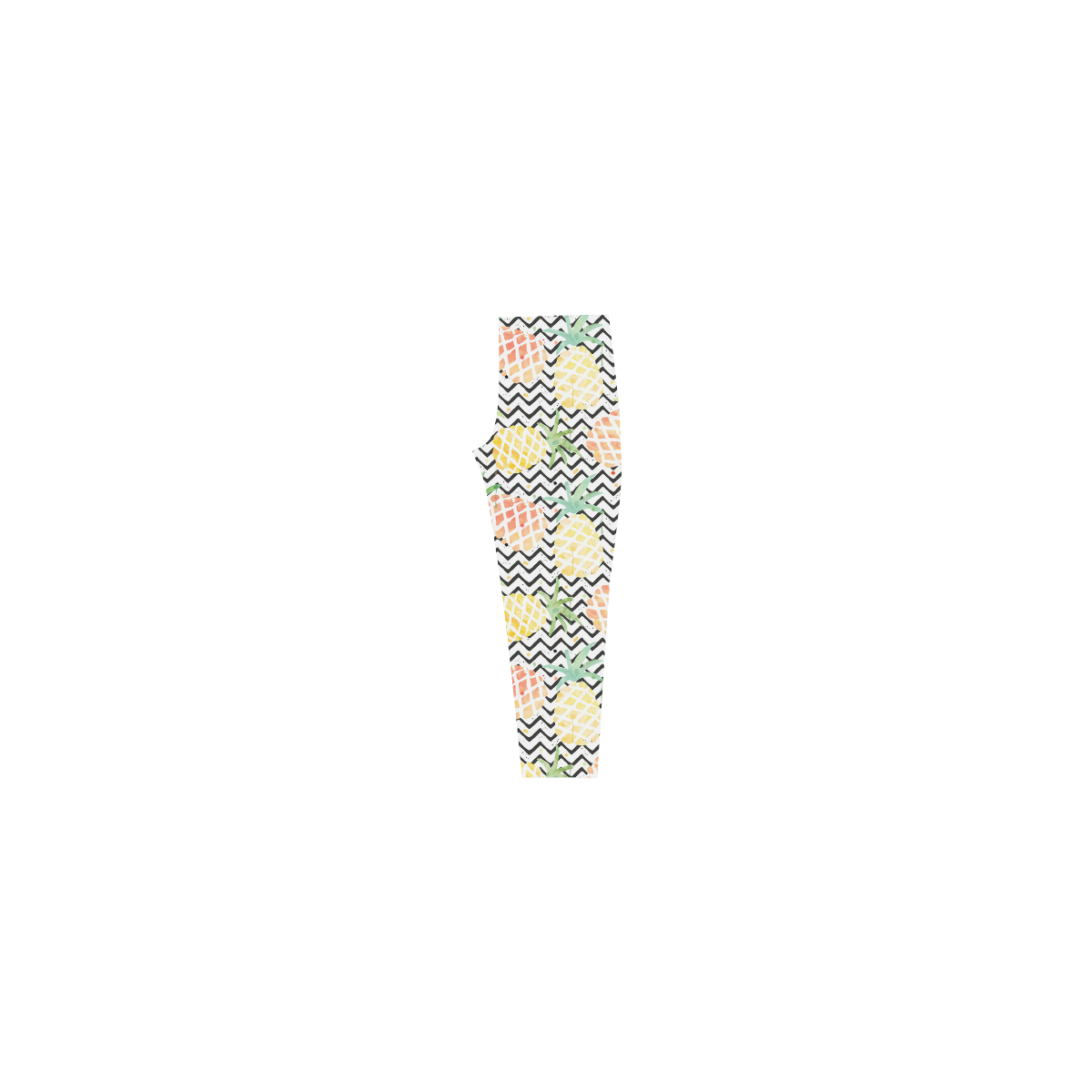 watercolor pineapple and chevron, pineapples Capri Legging (Model L02)