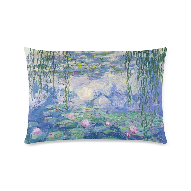 Monet Pink Water Lilies Floral Fine Art Custom Zippered Pillow Case 16"x24"(Twin Sides)