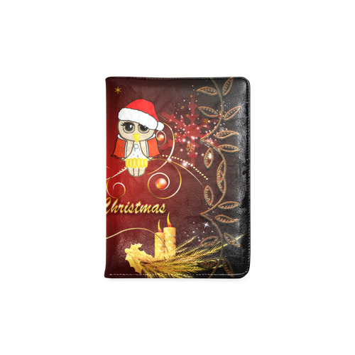 Cute christmas owl on red background Custom NoteBook A5