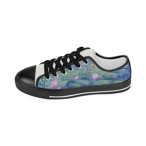 Monet Pink Water Lily Pond Floral Fine Art Women's Classic Canvas Shoes (Model 018)