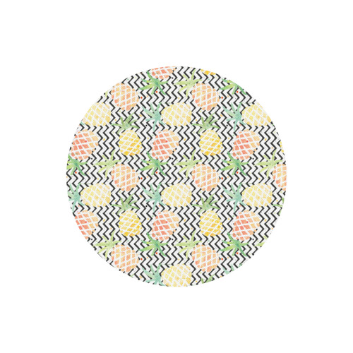 watercolor pineapple and chevron, pineapples Round Mousepad