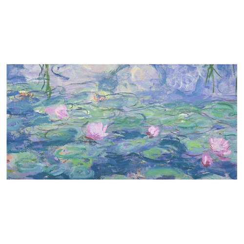 Monet Pink Water Lily Pond Floral Fine Art Cotton Linen Tablecloth 60"x120"