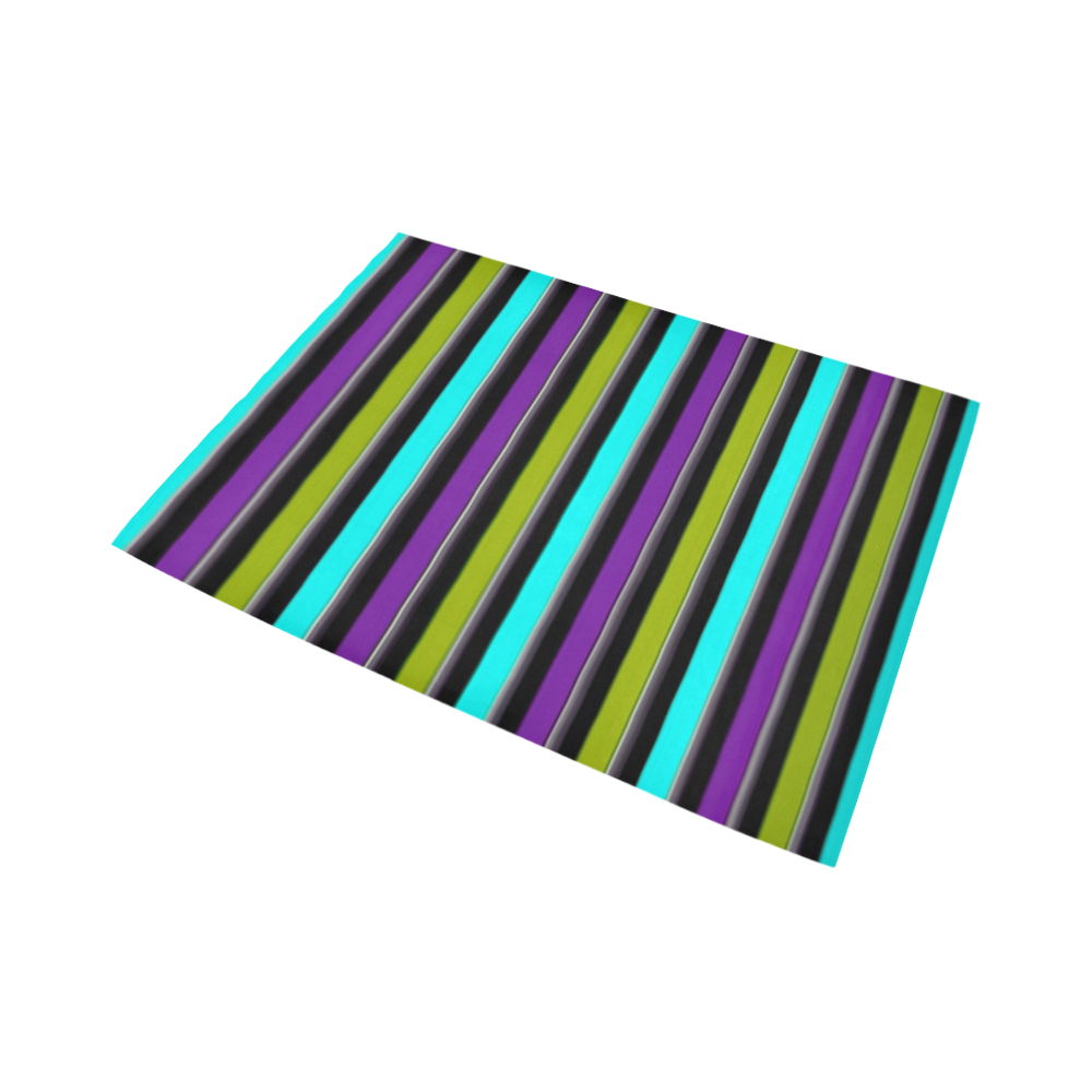 Wacky Retro Stripe Bold Colors Area Rug7'x5'