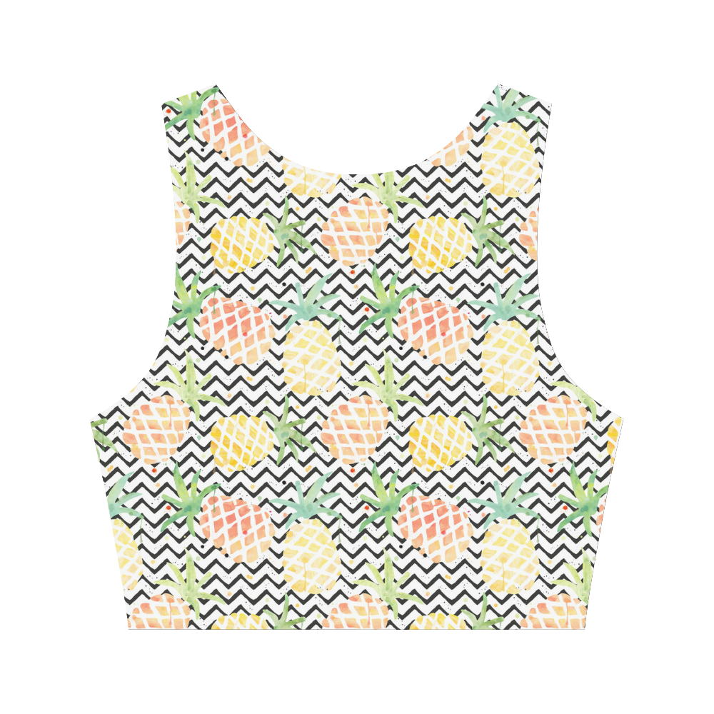 watercolor pineapple and chevron, pineapples Women's Crop Top (Model T42)