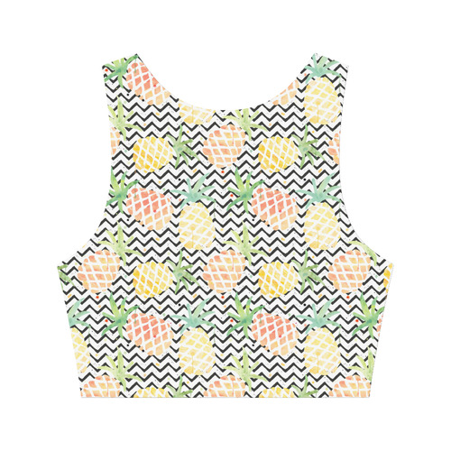 watercolor pineapple and chevron, pineapples Women's Crop Top (Model T42)