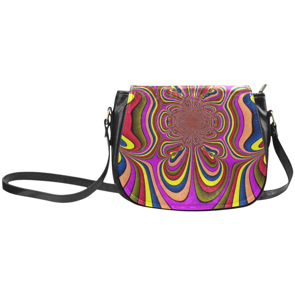 Yellow Lilac Abstract Flower Classic Saddle Bag/Small (Model 1648)
