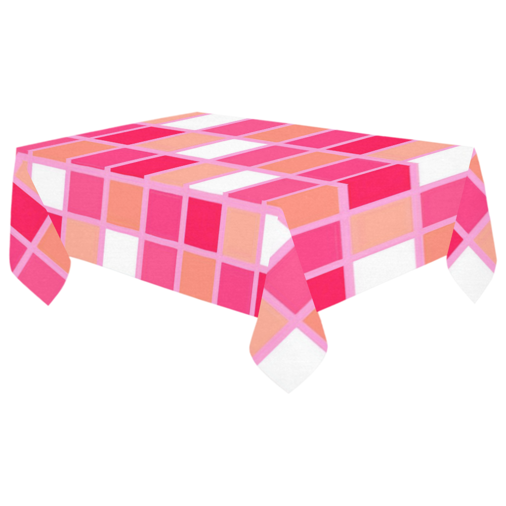 Harlequin Pink Coral Cotton Linen Tablecloth 60"x 104"