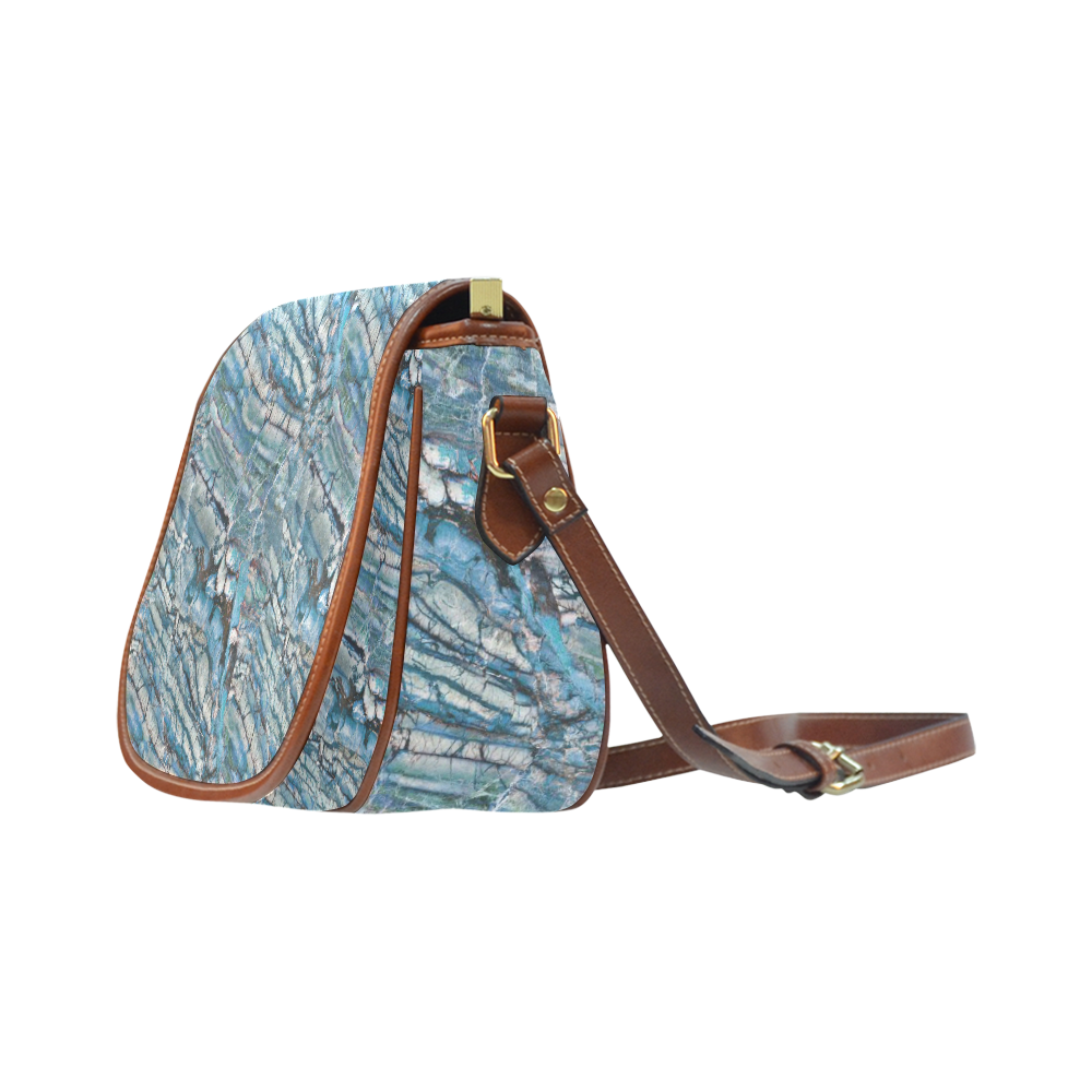Italian Marble,Taekwood Blu, blue Saddle Bag/Small (Model 1649) Full Customization