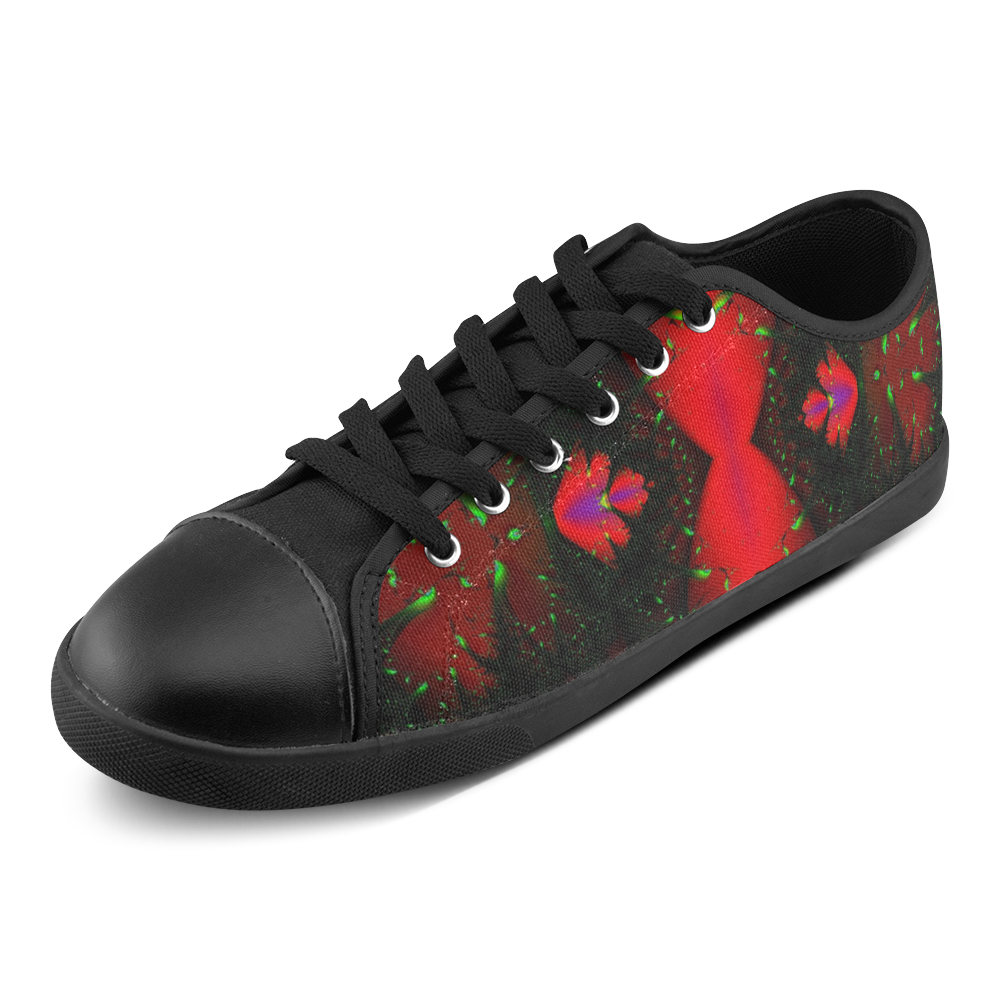 Fiery Black Hole Fractal Abstract Canvas Shoes for Women/Large Size (Model 016)