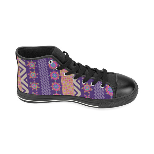 Colorful Winter Pattern High Top Canvas Women's Shoes/Large Size (Model 017)