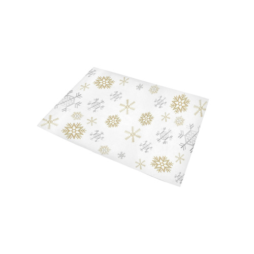 Silver and Gold Snowflakes on a White Background 2 Area Rug 5'x3'3''