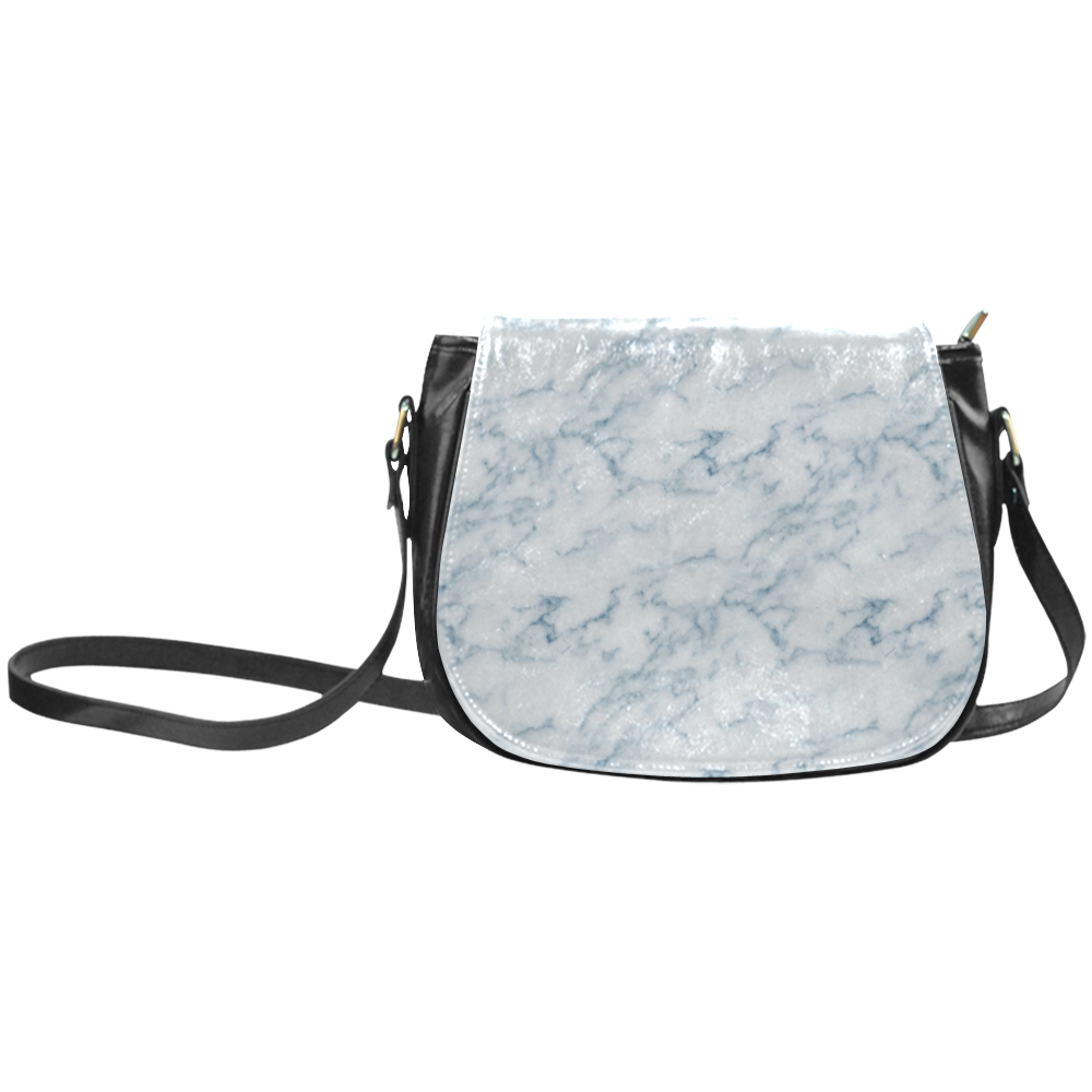 Italian Marble,Rimini Blu,white,blue Classic Saddle Bag/Small (Model 1648)