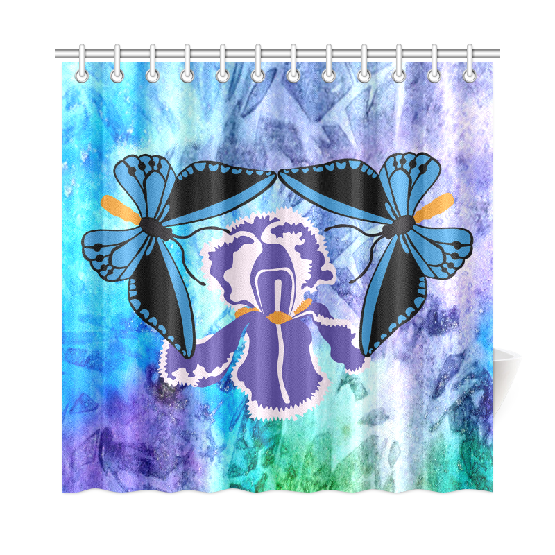 Birdwing Butterfly on Iris Shower Curtain 72"x72"