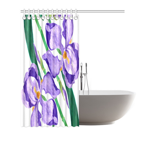 Purple Iris Diagonal Shower Curtain 72"x72"
