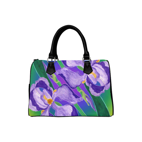 Purple Iris Diagonal Rainbow Boston Handbag (Model 1621)