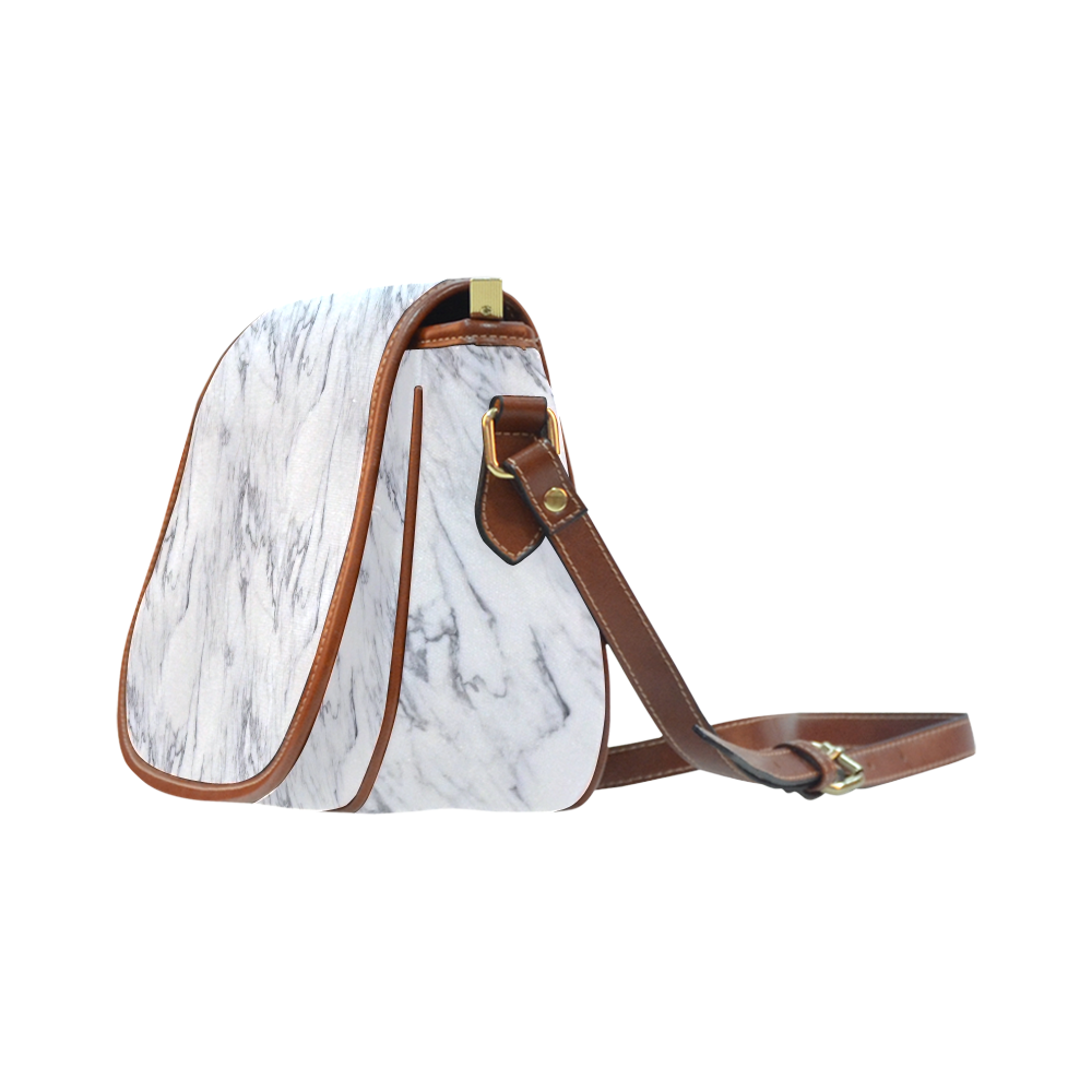 italian Marble,white,Trieste Saddle Bag/Small (Model 1649) Full Customization
