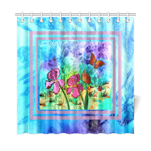 Pink Iris Marbleized Shower Curtain 72"x72"