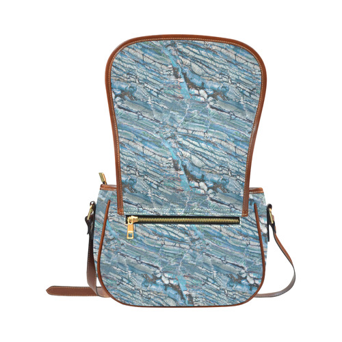 Italian Marble,Taekwood Blu, blue Saddle Bag/Large (Model 1649)