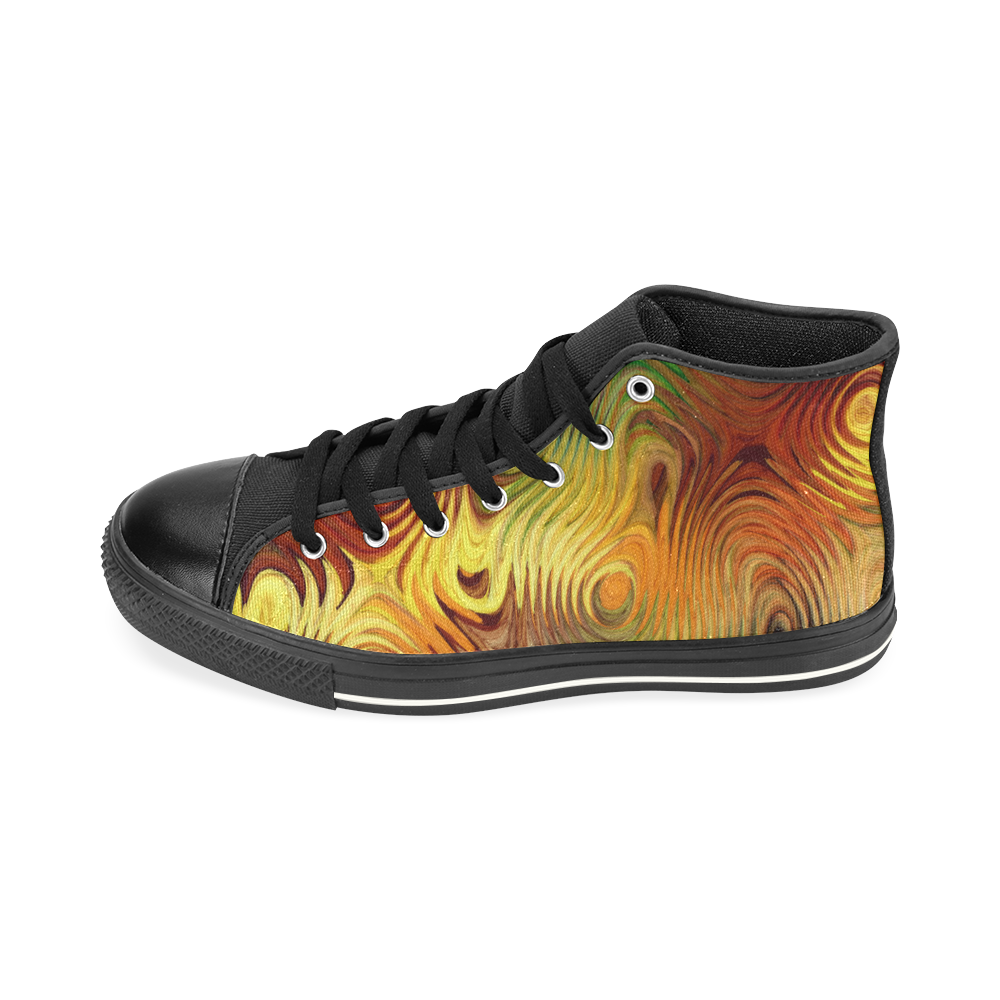 Autumn Leafs Underwater High Top Canvas Women's Shoes/Large Size (Model 017)