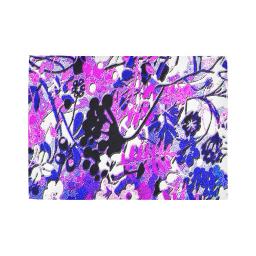 Wacky Retro Floral Abstract in Shades of Blue and Pink Area Rug7'x5'