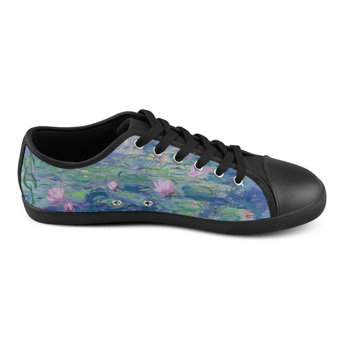 Monet Pink Water Lily Pond Floral Fine Art Canvas Shoes for Women/Large Size (Model 016)