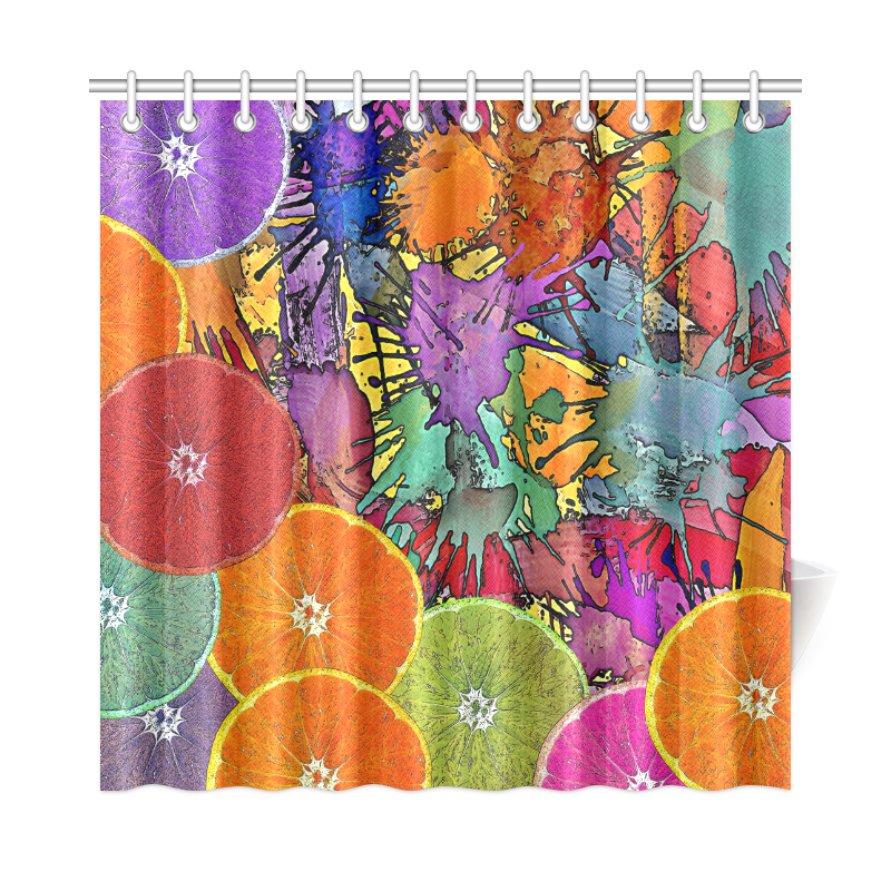 Pop Art Pattern Mix ORANGES SPLASHES multicolored Shower Curtain 72"x72"