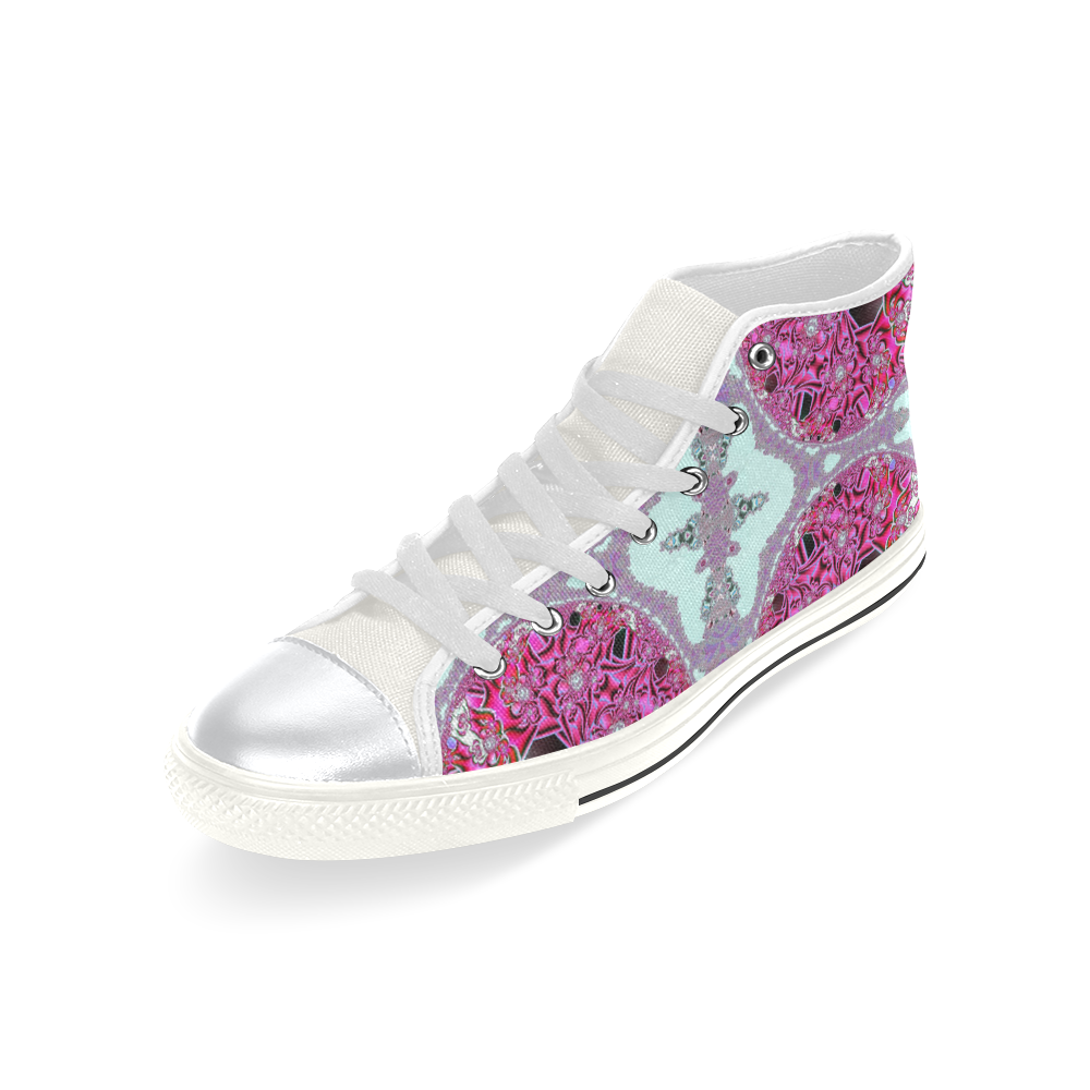Cherry Blossoms and Rose Gardens Fractal High Top Canvas Women's Shoes/Large Size (Model 017)