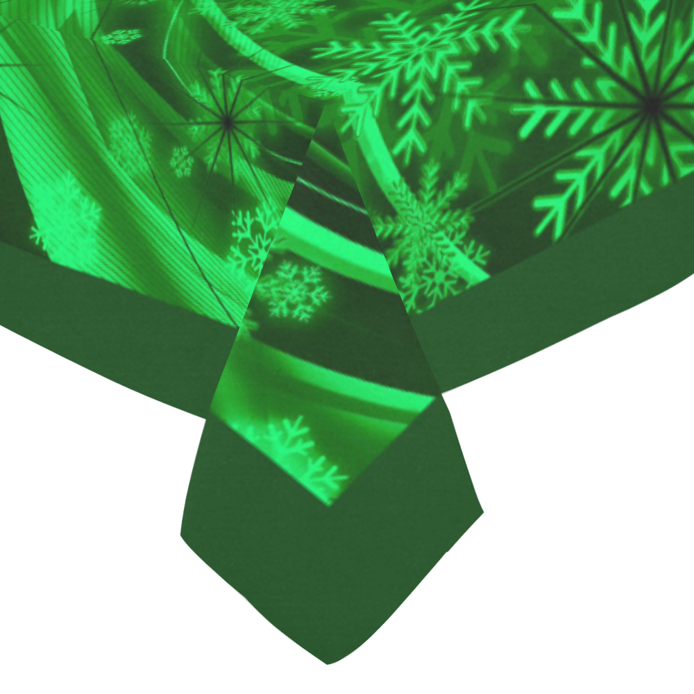 Gorgeous Green Snowflakes Cotton Linen Tablecloth 52"x 70"