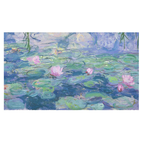Monet Pink Water Lily Pond Floral Fine Art Cotton Linen Tablecloth 60"x 104"
