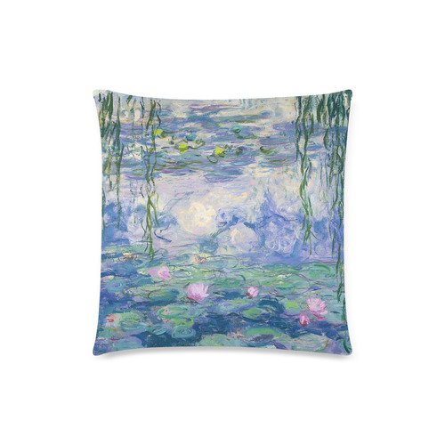 Monet Pink Water Lilies Floral Fine Art Custom Zippered Pillow Case 18"x18"(Twin Sides)