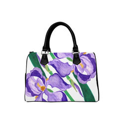 Purple Iris Diagonal Boston Handbag (Model 1621)