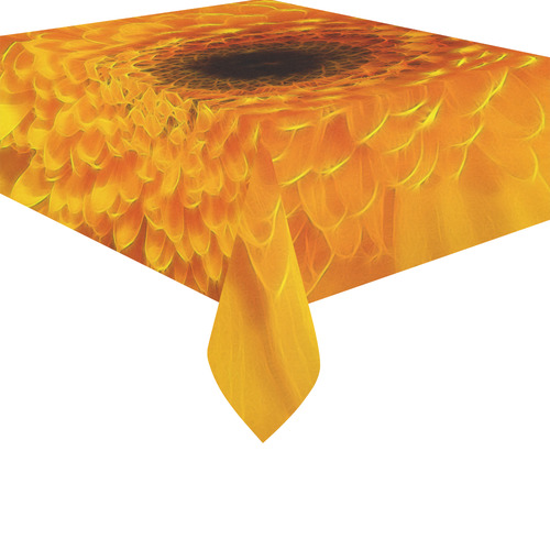 Yellow Flower Tangle FX Cotton Linen Tablecloth 52"x 70"