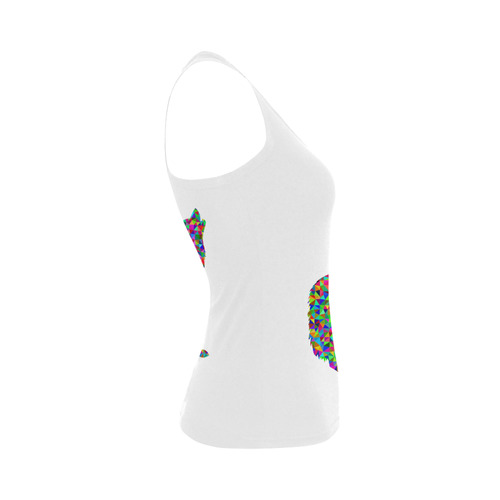 Abstract Triangle Wolf White Women's Shoulder-Free Tank Top (Model T35)